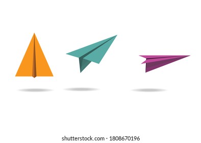 Set paper plane colorful ,use for icons,vector art and illustration.