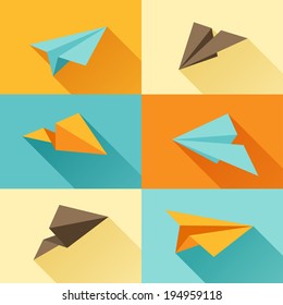 Set of paper planes in flat design style.