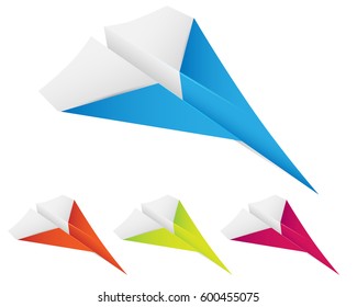 Set of paper planes on white background - vector illustration