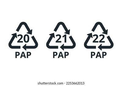 Set of Paper recycling symbols.  Concept of ecology and packaging.
