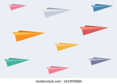 Set of paper rocket isolate on background. Paper rocket with flat color vector. EPS10