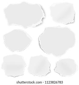 Set of paper rounded shapes fragments isolated on white background