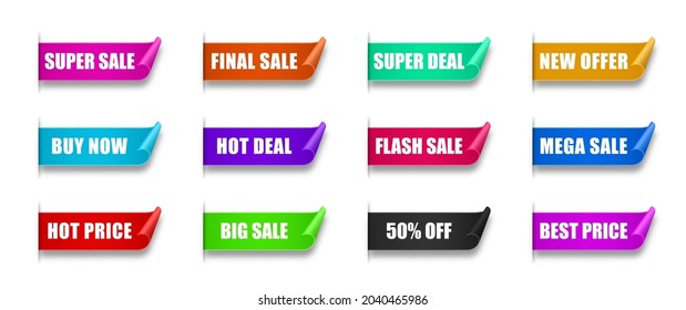 Set of paper sale sticker. Best choice, order now, special offer, new and big sale banners. Shop product tags.