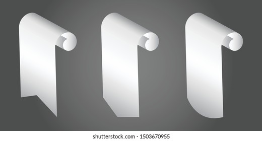 set of Paper scroll,white web ribbons Set With Gradient Mesh on gray background,Vector illustration. Place for your text. Ribbons for business and design. Design elements