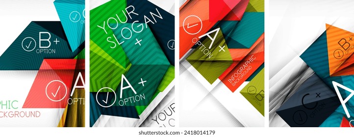 Set of paper shapes abstract backgrounds with infographic elements. Vector illustration For Wallpaper, Banner, Background, Card, Book Illustration, landing page