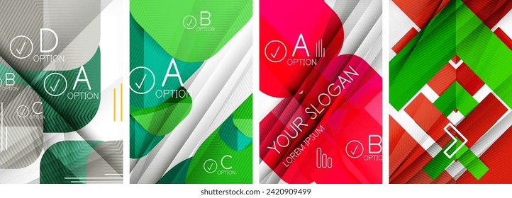 Satz abstrakter Papierformen mit Infografiken. Vektorgrafik für Tapete, Banner, Hintergrund, Karte, Buchillustration, Landungsseite