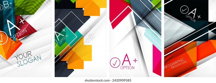 Set of paper shapes abstract backgrounds with infographic elements. Vector illustration For Wallpaper, Banner, Background, Card, Book Illustration, landing page