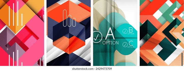Set of paper shapes abstract backgrounds with infographic elements. Vector illustration For Wallpaper, Banner, Background, Card, Book Illustration, landing page