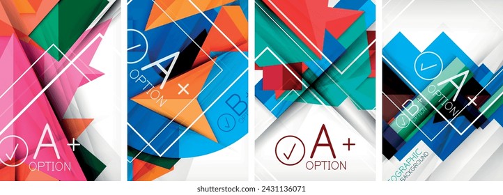 Set of paper shapes abstract backgrounds with infographic elements. Vector illustration For Wallpaper, Banner, Background, Card, Book Illustration, landing page
