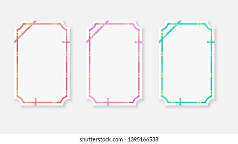 Set Of Paper Sheet With Ribbon Frame