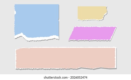 Set Of Paper Sheet Ripped In Different Various Color And Shapes