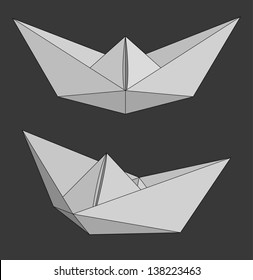 Set of paper ships isolated over gray background. Vector eps8.