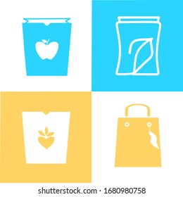 Set of paper shopping bag icons. Shopping bag for advertising and branding collection for retail design. Perfect for your web page, ui, mobile. Gift boxing vector illustration for products and things