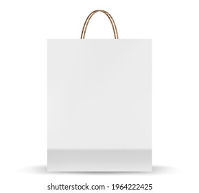 Set of paper shopping bags mockup. Ecological packet with copy space. Disposable sack, vector mockup for branding. Realistic mockup.