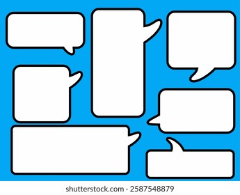 set of paper speech bubbles. Set of Comic text box for dialog. Blank talk clouds for dialog text.
