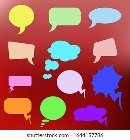 set of from paper speech bubbles of different colors and shapes