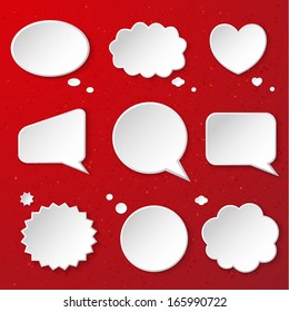Set of paper speech bubbles. Vector illustration.