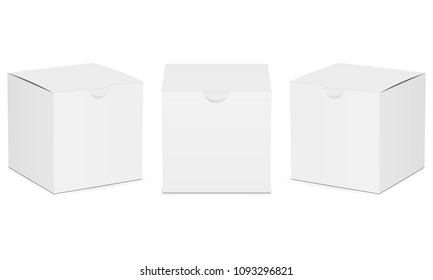 Set of paper square boxes mockups. Vector illustration