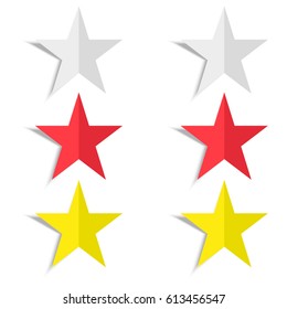 Set of paper stars with shadow