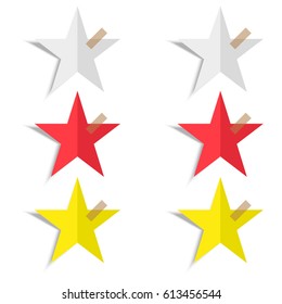 Set of paper stars with shadow and adhesive tape