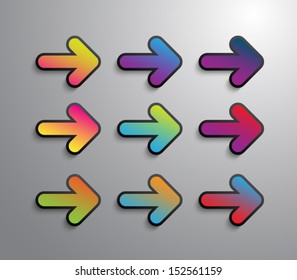 Set of paper sticker arrows for websites or business design