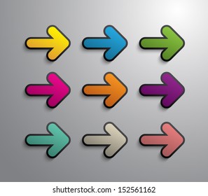 Set of paper sticker arrows for websites or business design