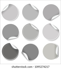 Set of paper stickers on white background