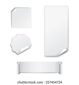 Set of paper stickers on the white background.  Vector illustration