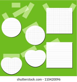 Set of paper stickers with tape