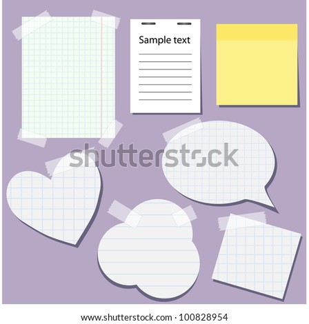 Set of paper stickers with tape