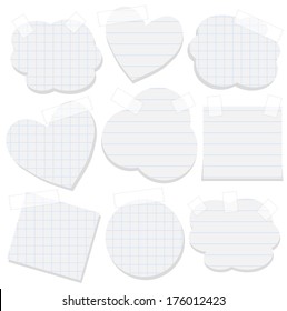Set of paper stickers with tape isolated on white