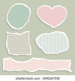 Set of paper stickers with torn edges. Can be used for scrapbook, print, banners or cards and etc. 