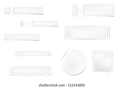 Set of paper stickers with transparent shadows - vector file - place for your text
