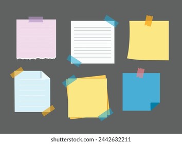 set of paper sticky note vector illustration