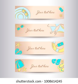 Set paper stripe with accessories of beach