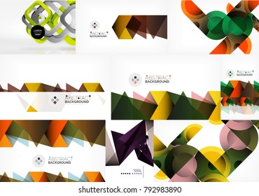 Set of paper style geometric abstract backgrounds. Vector templates set