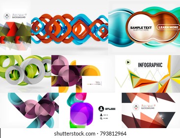 Set of paper style geometric abstract backgrounds. Vector templates set