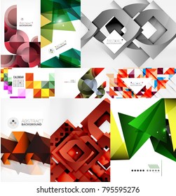 Conjunto de fondos abstractos geométricos con estilo de papel. Conjunto de plantillas de vectores