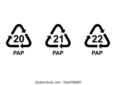 Set of Paper symbol, ecology recycling sign isolated on white background. Package waste icon . svg