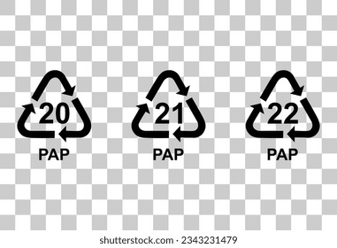 Set of Paper symbol, ecology recycling sign isolated on white background. Package waste icon . svg