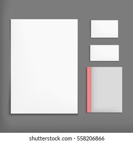 set of paper templates. Various paper sheets and pieces. Letter template realistic mockup . Collection of 3d vector paper