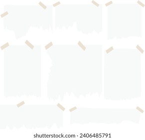 set of paper Torn paper with tape icon collection