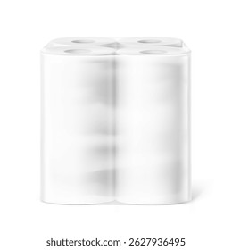 Set of paper towels in film mockup. Vector illustration isolated on white background. Can be use for template your design, presentation, promo, ad. EPS10.