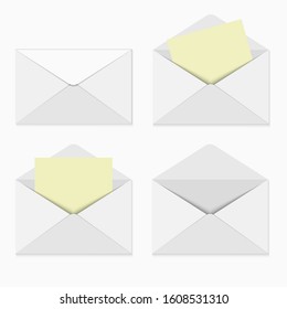 Set of paper vector envelopes in different views on a white background. Vector envelopes
