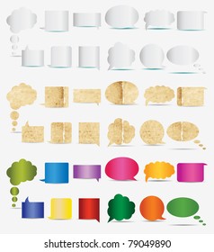 set of paper, white and color dialogs icons