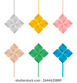 Set paper windmill icon vector design