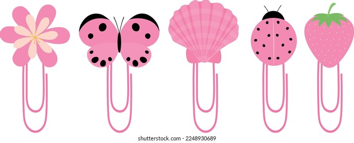 Set paperclip bookmark vector illustration