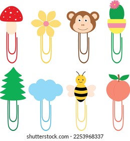 Set paperclip bookmark vector illustration