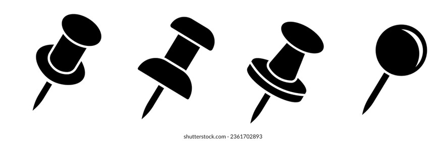 Set of Paperclip symbol.Pushpin for paper notice.Collection of Push pin icon. Vector