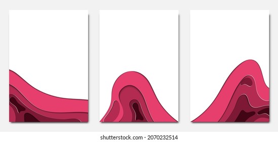 Set of  papercut banners, a4 3D paper. For work, posters, presentations, book covers, magazines, flyers, postcards, illustrations.